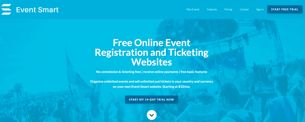 Nettsider for online eventregistrering: Event Smart-nettsiden.